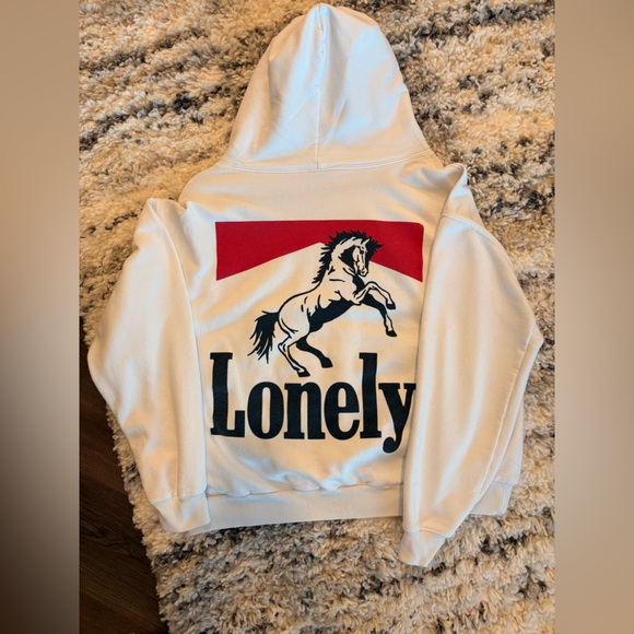 LONELY GHOST Other - Lonely Ghost Hoodie XL White Graphic Streetwear Pullover Sweatshirt